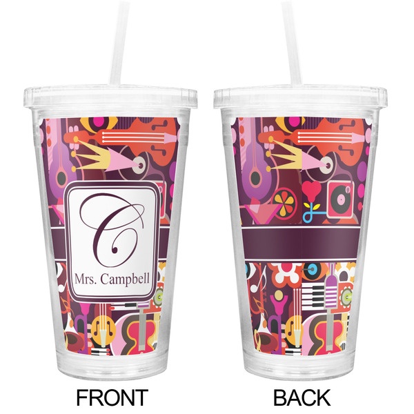 Abstract Music Double Wall Tumbler with Straw - Approval