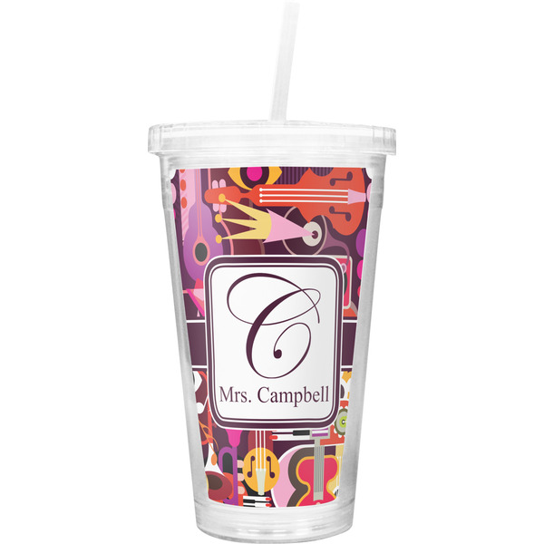 Custom Abstract Music Double Wall Tumbler with Straw (Personalized)