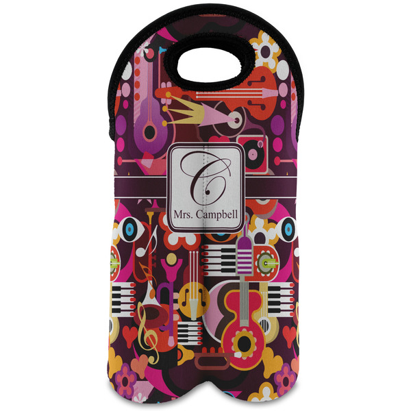 Custom Abstract Music Wine Tote Bag (2 Bottles) (Personalized)