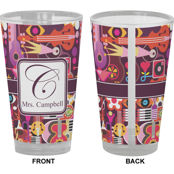 Abstract Music Pint Glass - Full Color - Front & Back Views