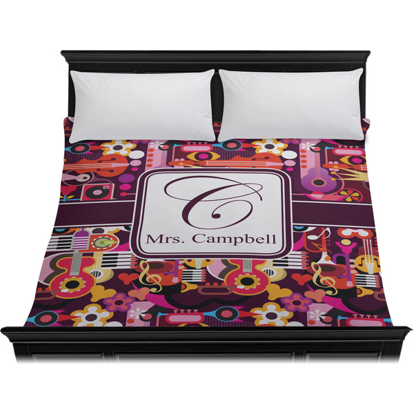 Abstract Music Duvet Cover - King - On Bed - No Prop