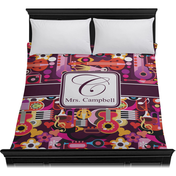 Abstract Music Duvet Cover - Queen - On Bed - No Prop