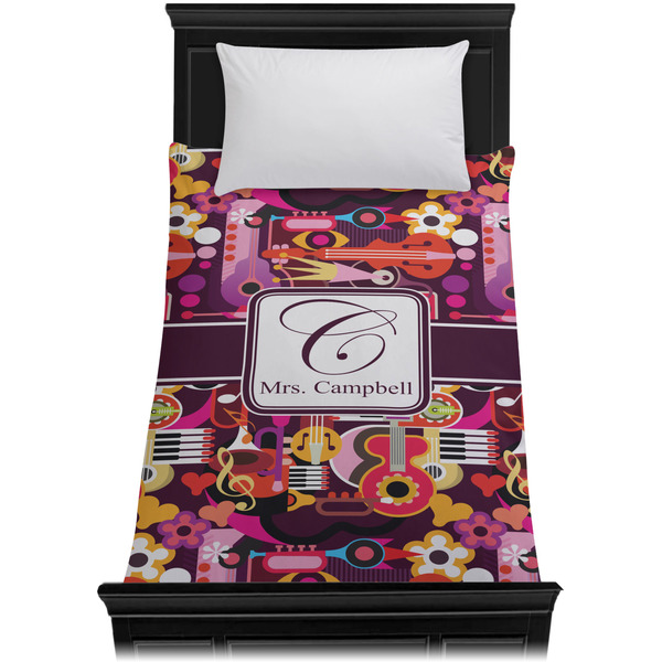 Abstract Music Duvet Cover - Twin - On Bed - No Prop