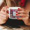 Abstract Music Espresso Cup - 6oz (Double Shot) LIFESTYLE (Woman hands cropped)