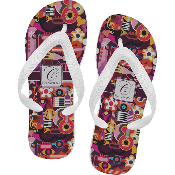 Custom Abstract Music Flip Flops - XSmall (Personalized)