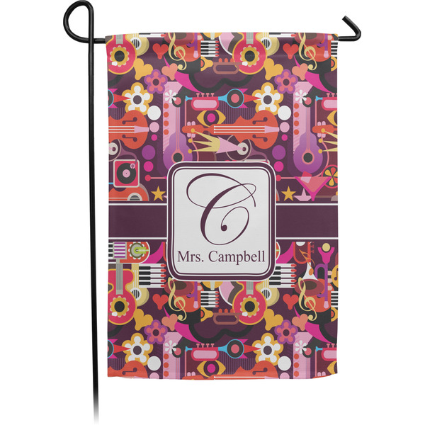 Custom Abstract Music Small Garden Flag - Single Sided w/ Name and Initial