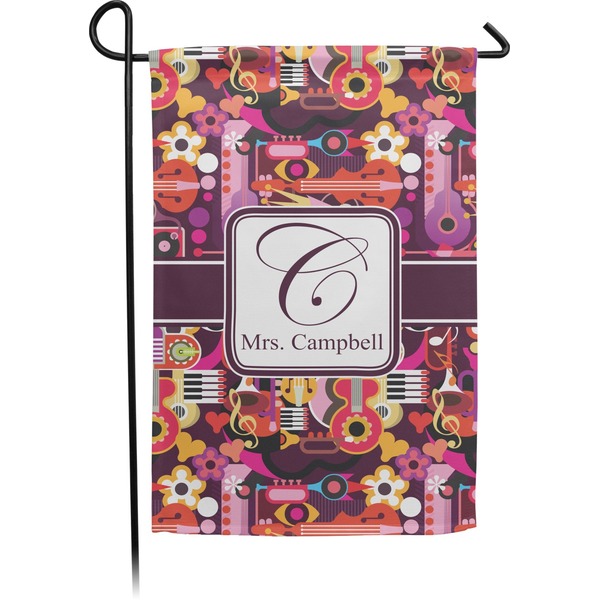 Custom Abstract Music Small Garden Flag - Double Sided w/ Name and Initial