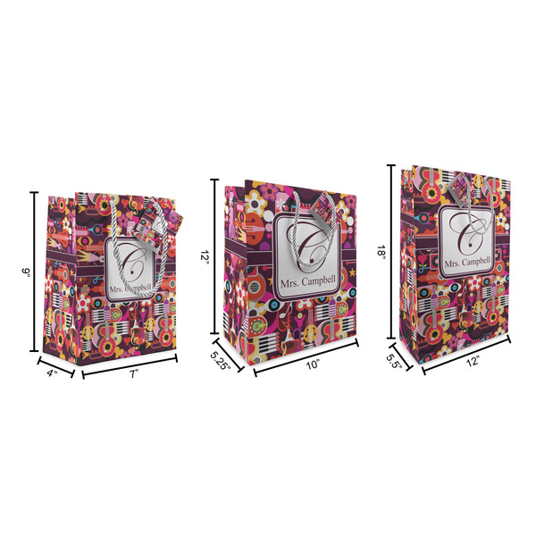 Abstract Music Gift Bags - All Sizes - Dimensions