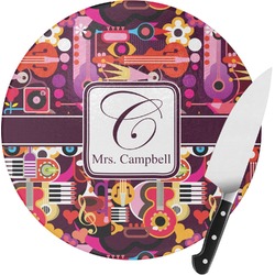 Abstract Music Round Glass Cutting Board - Medium (Personalized)