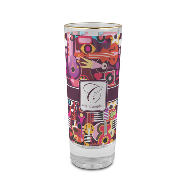 Custom Abstract Music 2 oz Shot Glass -  Glass with Gold Rim - Single (Personalized)