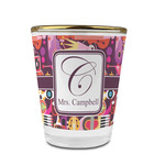 Abstract Music Glass Shot Glass - 1.5 oz - with Gold Rim - Single (Personalized)