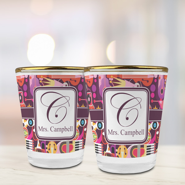 Abstract Music Glass Shot Glass - with gold rim - LIFESTYLE