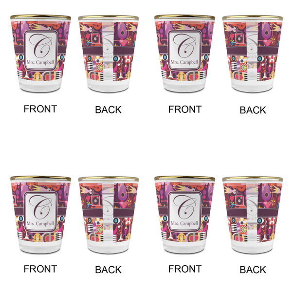 Abstract Music Glass Shot Glass - with gold rim - Set of 4 - APPROVAL