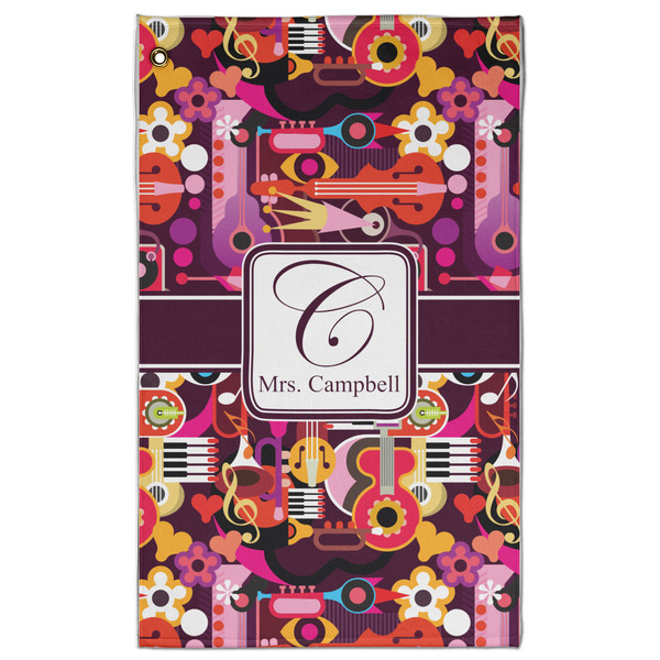 Custom Abstract Music Golf Towel - Poly-Cotton Blend - Large w/ Name and Initial