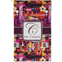 Abstract Music Golf Towel - Poly-Cotton Blend - Small w/ Name and Initial