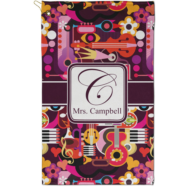 Custom Abstract Music Golf Towel - Poly-Cotton Blend - Small w/ Name and Initial