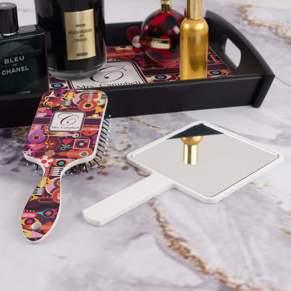 Abstract Music Hair Brush - With Hand Mirror