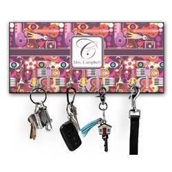 Abstract Music Key Hanger w/ 4 Hooks w/ Name and Initial