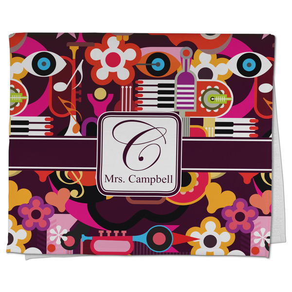 Custom Abstract Music Kitchen Towel - Poly Cotton w/ Name and Initial
