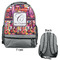 Abstract Music Large Backpack - Gray - Front & Back View
