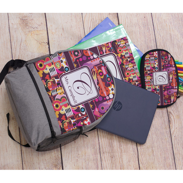 Abstract Music Large Backpack - Gray - With Stuff