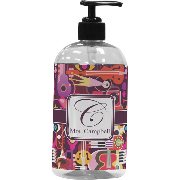 Custom Abstract Music Plastic Soap / Lotion Dispenser (16 oz - Large - Black) (Personalized)