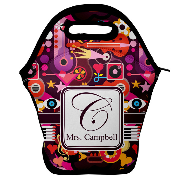 Custom Abstract Music Lunch Bag w/ Name and Initial