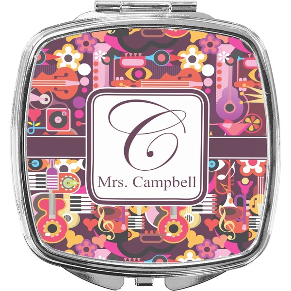 Custom Abstract Music Compact Makeup Mirror (Personalized)