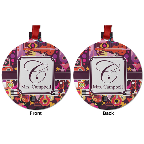 Abstract Music Metal Ball Ornament - Front and Back