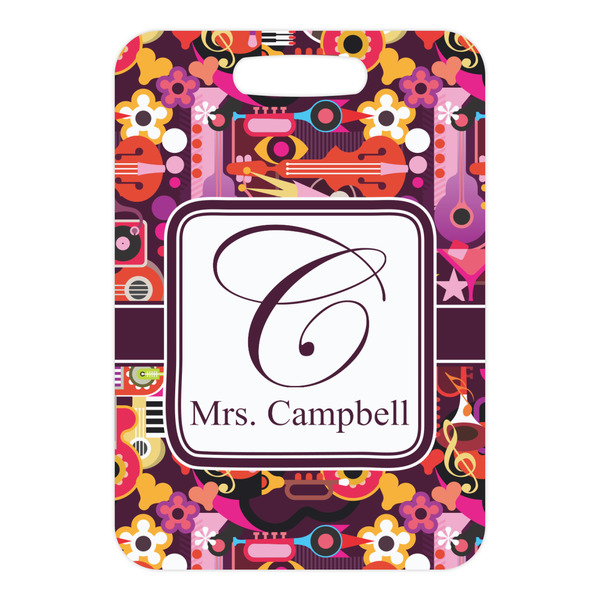 Abstract Music Metal Luggage Tag - Front Without Strap