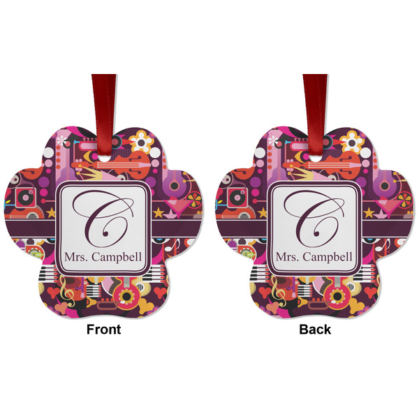 Abstract Music Metal Paw Ornament - Front and Back