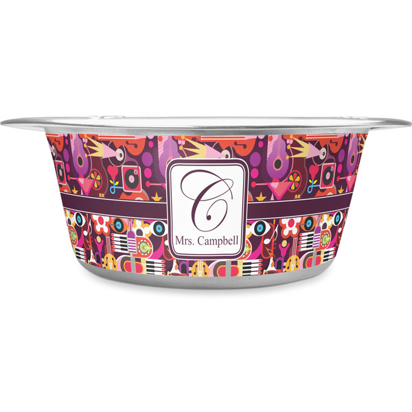 Custom Abstract Music Stainless Steel Dog Bowl (Personalized)