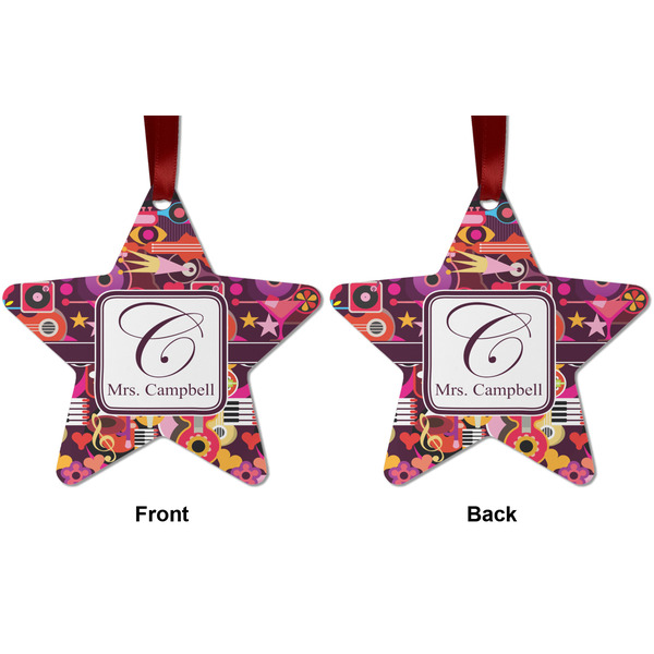 Abstract Music Metal Star Ornament - Front and Back