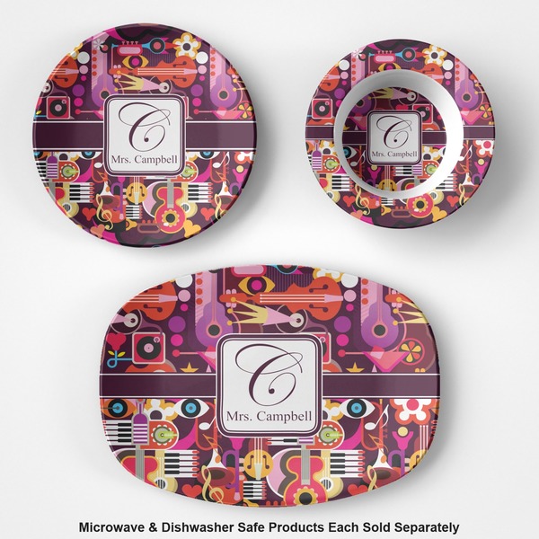 Abstract Music Microwave & Dishwasher Safe CP Plastic Dishware - Group