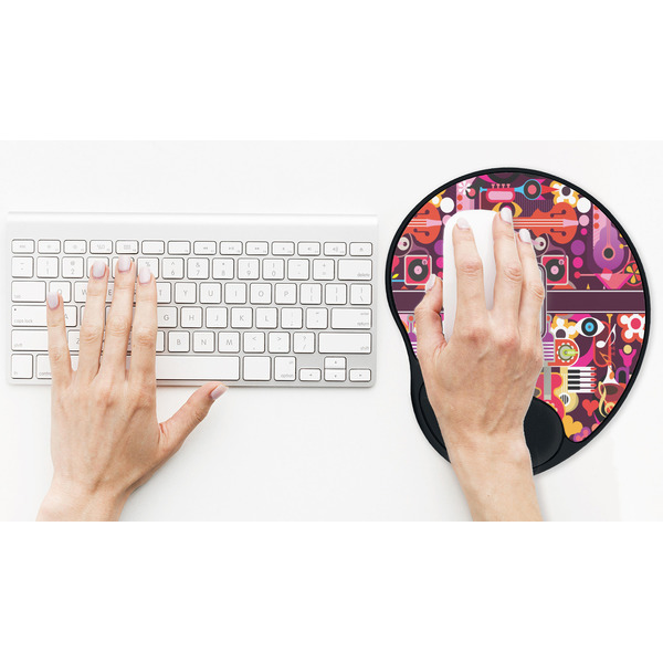 Abstract Music Mouse Pad with Wrist Rest - LIFESYTLE 2 (in use)