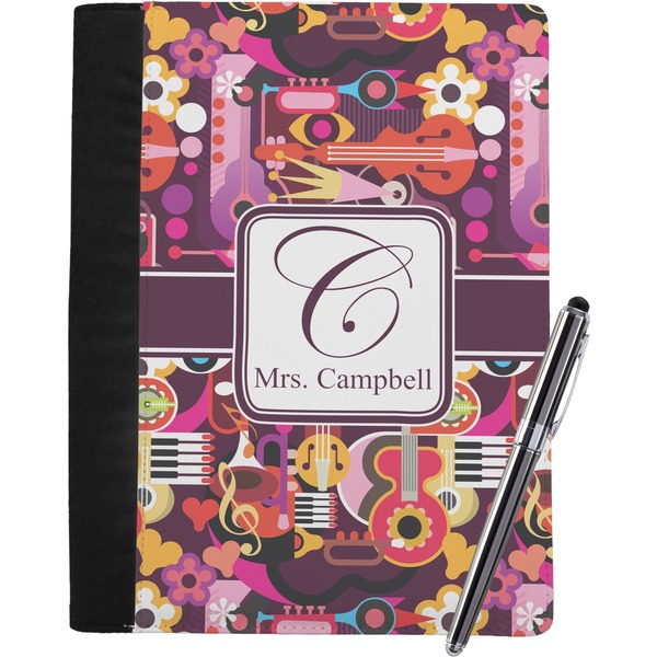 Custom Abstract Music Notebook Padfolio - Large w/ Name and Initial