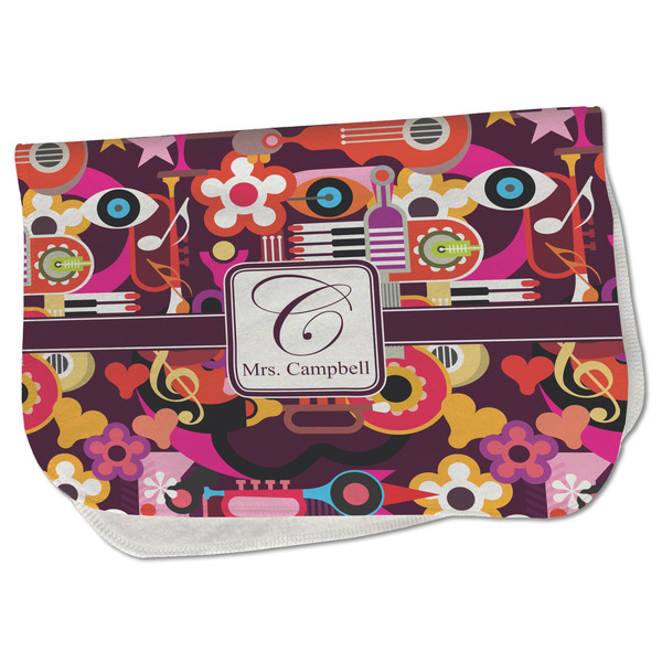 Custom Abstract Music Burp Cloth - Fleece w/ Name and Initial