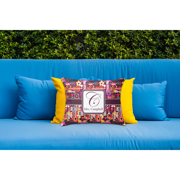 Abstract Music Outdoor Throw Pillow  - LIFESTYLE (Rectangular - 20x14)