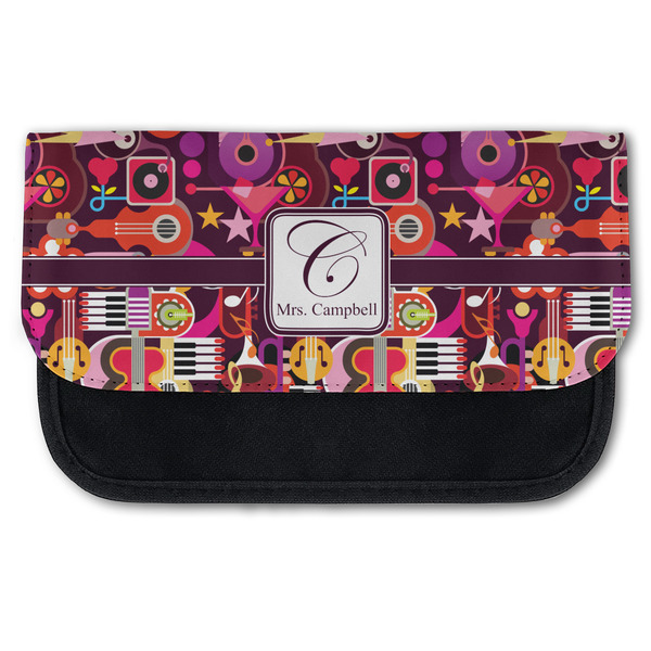 Custom Abstract Music Canvas Pencil Case w/ Name and Initial