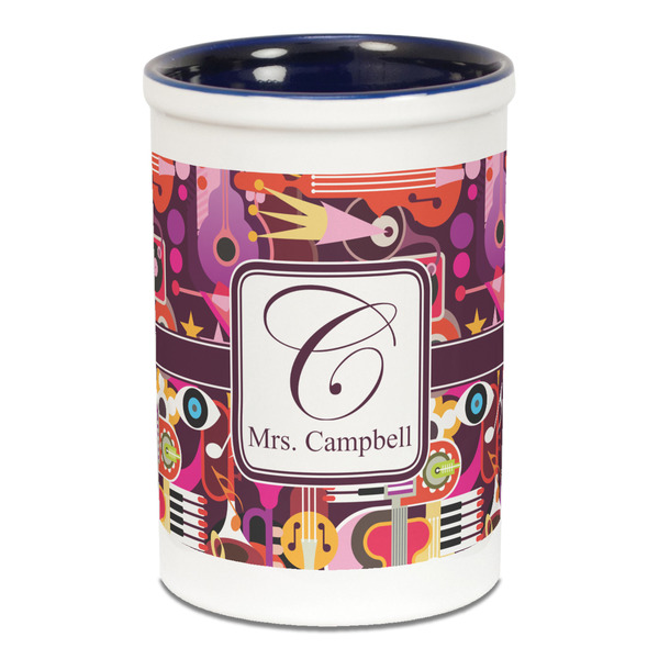 Abstract Music Pencil Holder - Blue