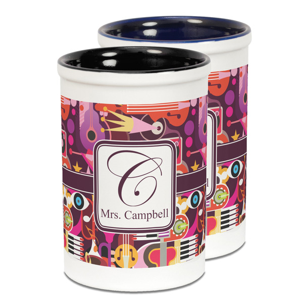 Custom Abstract Music Ceramic Pencil Holder - Large