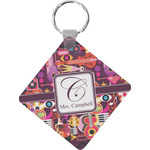 Abstract Music Diamond Plastic Keychain w/ Name and Initial