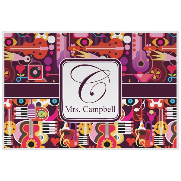 Custom Abstract Music Laminated Placemat w/ Name and Initial
