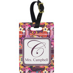 Abstract Music Plastic Luggage Tag - Rectangular w/ Name and Initial