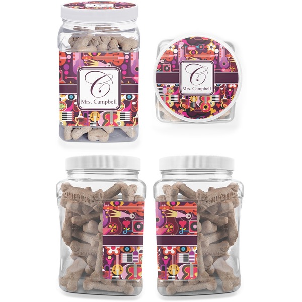 Abstract Music Pet Treat Jar - Multiple Angles