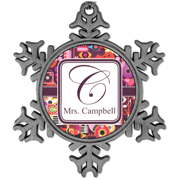 Custom Abstract Music Vintage Snowflake Ornament (Personalized)