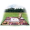 Abstract Music Picnic Blanket - with Basket Hat and Book - in Use