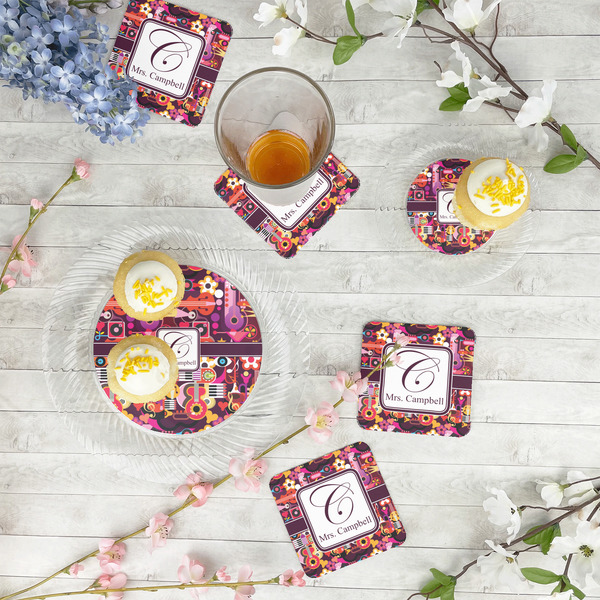 Abstract Music Plastic Party Appetizer & Dessert Plates - In Context