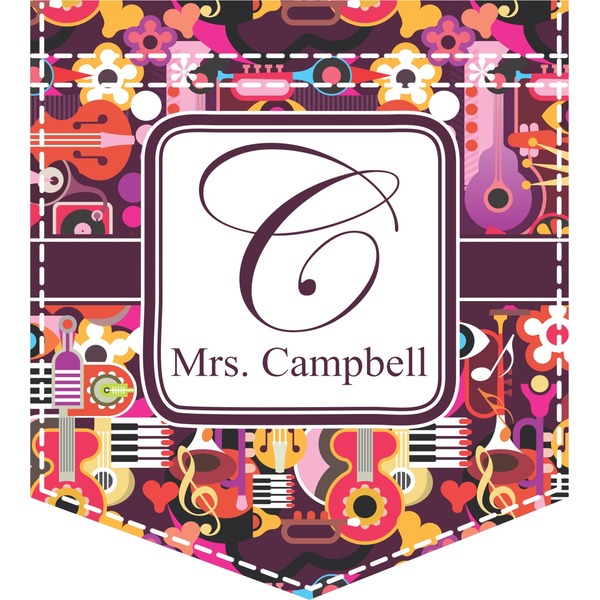Custom Abstract Music Iron On Faux Pocket (Personalized)