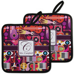 Abstract Music Pot Holders - Set of 2 w/ Name and Initial
